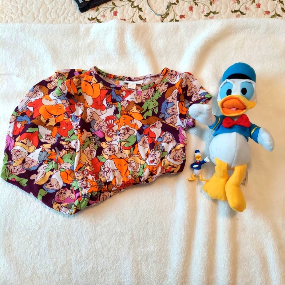 LulaRoe 7 dwarves dress Size 2 with Donald duck plush and mini duck